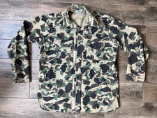 Vintage Woolrich Duck Frog Camo Wool Hunting Wool Shirt Made In USA - Sz. XL