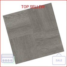 Nexus Self Adhesive 12-Inch Vinyl Floor Tiles, 20 Tiles - 12" x 12", Charcoal Gr