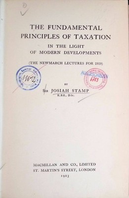 The Fundamental Principles of Taxation in the Light of Modern Developments Stamp