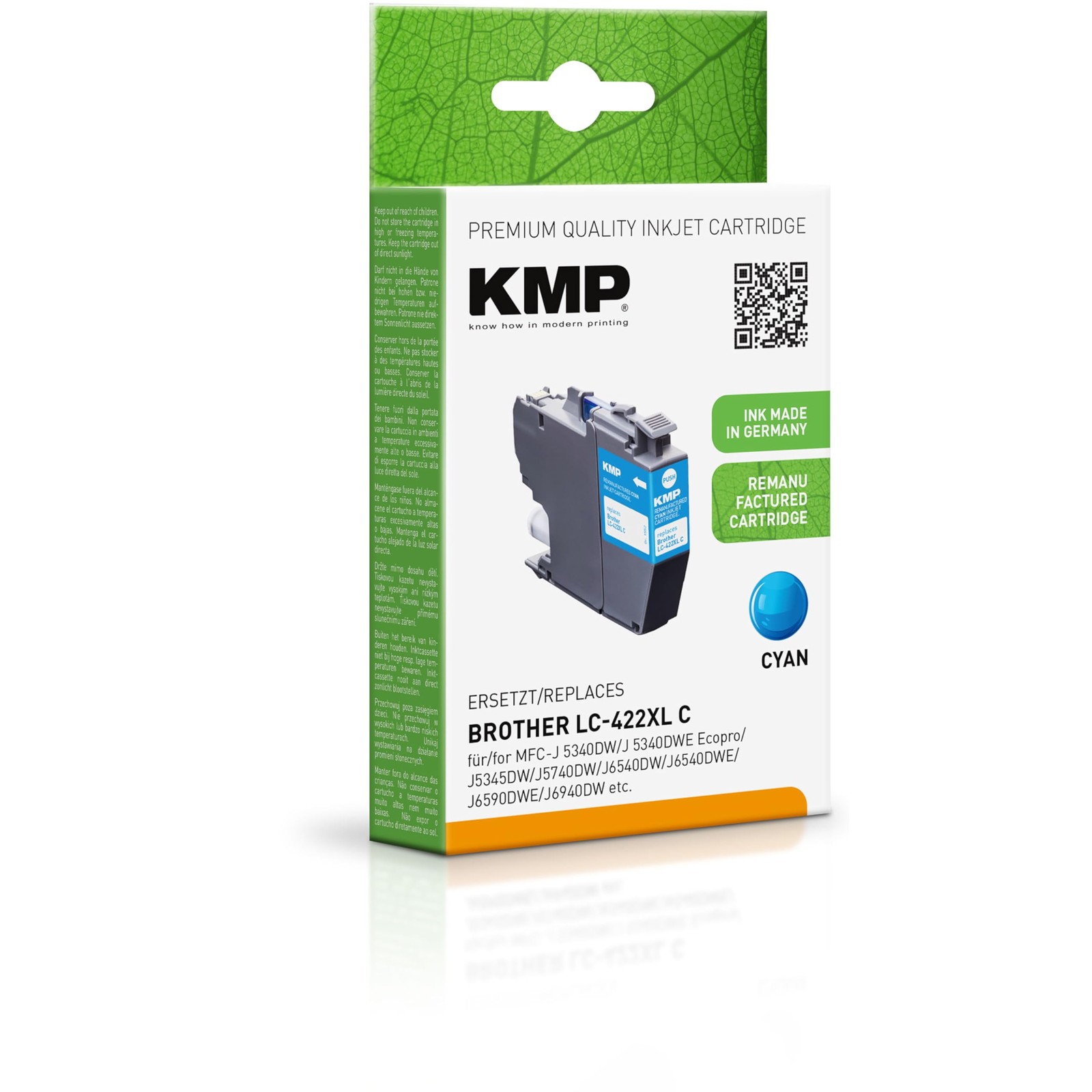 KMP Ink Cartridge for Brother LC422XLC Cyan - 15524003 - for Brother MFC-J 5340 6890₽