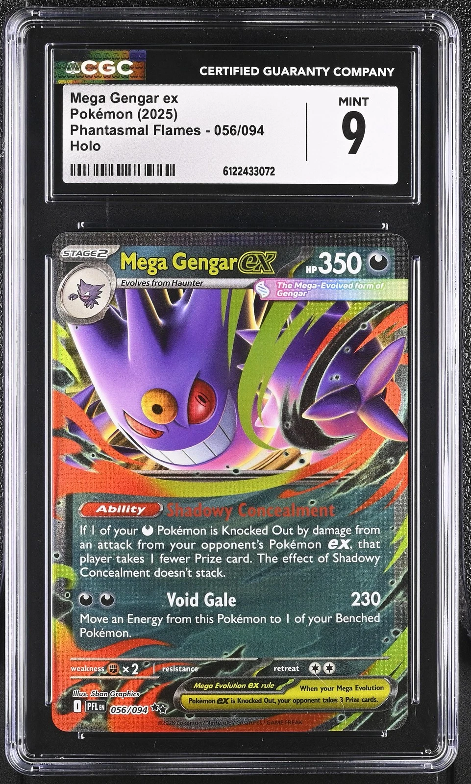 2025 Mega Gengar EX 056/094 Holo Phantasmal Flames CGC 9 Mint