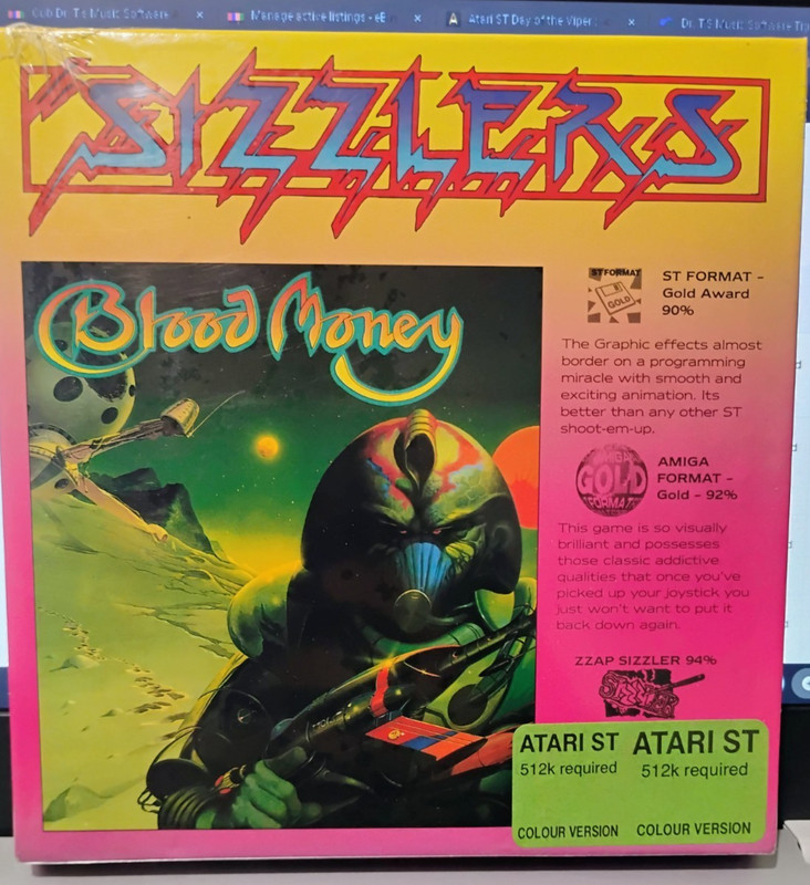 Brand  Blood Money by PsygnosisSizzlers Atari ST  Old Stock  Complete in G1N