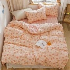 Peach Duvet Cover Set Queen 100 Cotton Bedding for Kids Boys Girls Teens