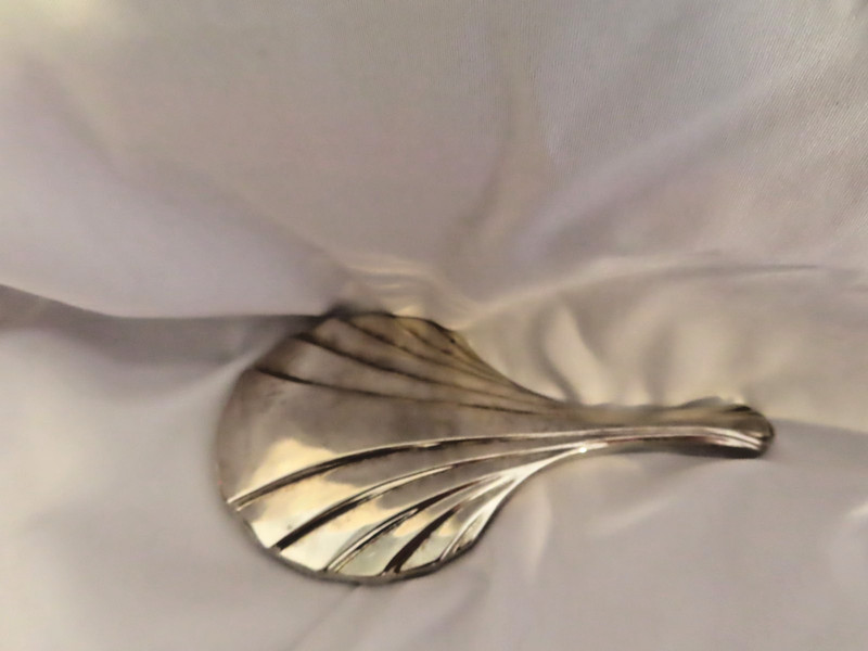Vintage 5” Antique Art Deco  Shell Hand Mirror Vanity Silver Plate