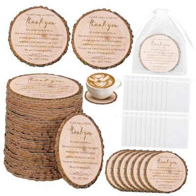  200 Pcs Wedding Favors for Guests Cork Coasters Bulk Thank You for Log Style
