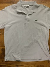 Lacoste Polo Shirt Mens Medium 4 Gray Slim Fit Crocodile Logo Pique Cotton Golf