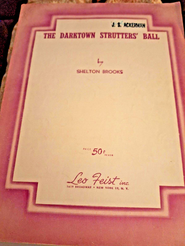 "The Darktown Strutters Ball" composed by Shelton Brooks~Sheet Music (1929) Vtg.