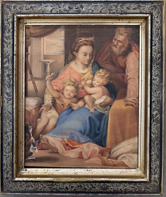 Antique 19th C. Watercolor The Madonna of the Cat after Federico Barocci