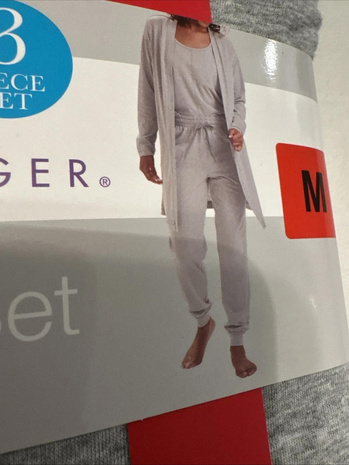 Karen Neuburger Damas 3 Piezas Gris Dormir Salón Conjunto Talla M Pantalones Sin Mangas Bata Nuevo con Etiquetas Foto 3 de 4
