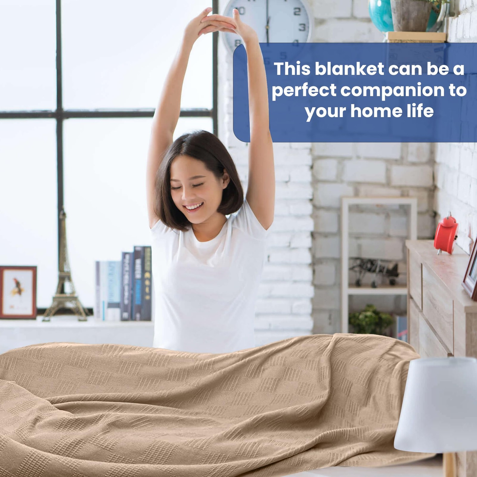 Linteum Textile Hospital Thermal SNAGLESS Spread Blanket, 100% Cotton (74x100