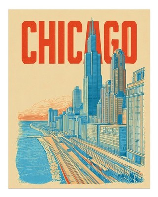Chicago Skyline Poster Wandbild - Urban Cityscape Print Fine Art Print