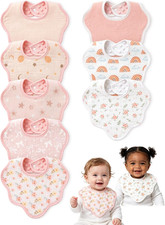 8 Pack Baby Bibs for Drooling and Teething, Cotton Muslin Baby Essentials Bib...