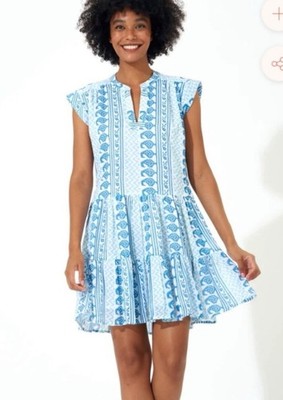 NWOT! Oliphant Size S   Babylon Blue Roll Sleeve Mini Dress