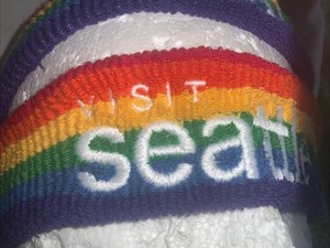 Vtg Visit Seattle Pride Rainbow Headband Sweatband Lot Of Two