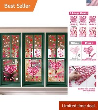 Large Double-Sided Heart Window Clings - Perfect Valentines Day Decor Set