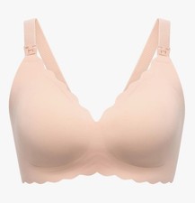 New Momcozy Breastfeeding Bra Large Oyster Pink Jelly Strip, Second Skin YN46