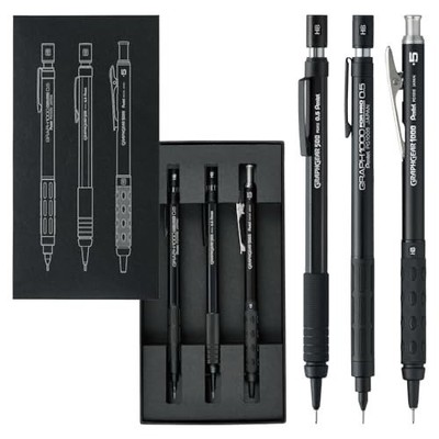 Pentel 60th Anniversary Limited Black Graph1000/GraphGear Mechanical Pencils Set