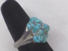 unique natural turquoise stone nugget vintage sterling silver ring size 10 band