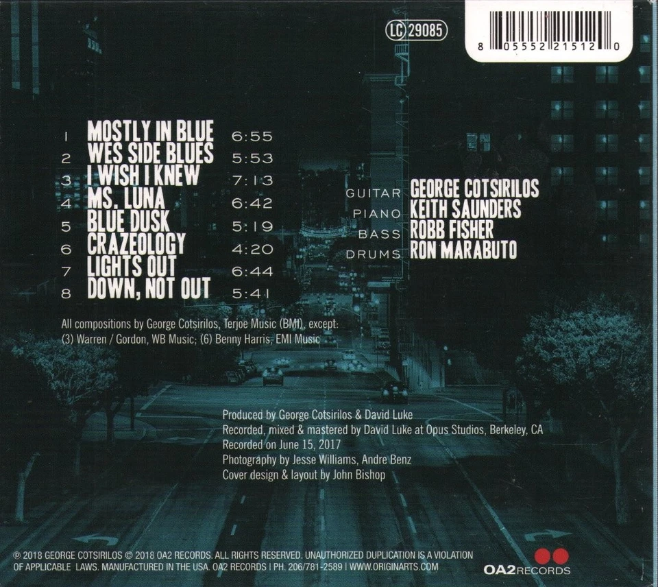 George Cotsirilos Quartet Mostly In Blue CD USA Oa2 2018 In Digipak OA222151 - Bild 2 von 2