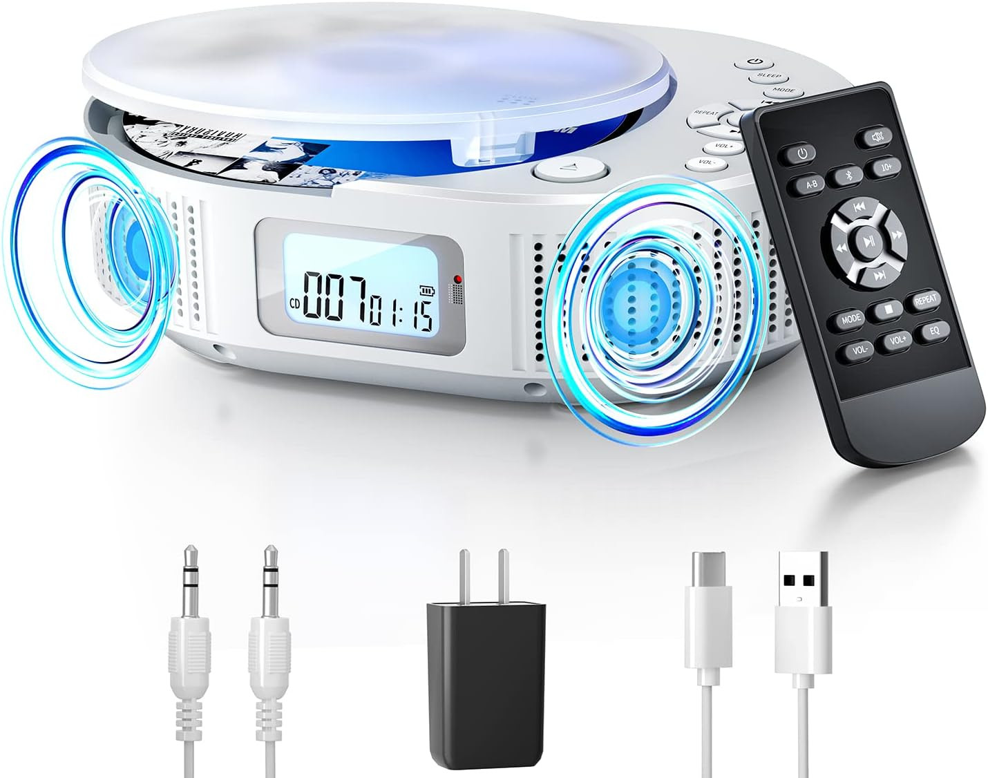 Portable,  Upgraded Boombox Cd Player & Bluetooth Speaker 2 
