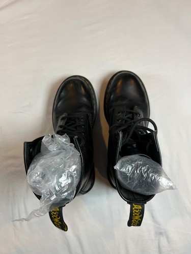 Womens 7 DR DOC MARTENS 1460 Black Leather Lace Up Boots Combat Shoes Original - Picture 20 of 24