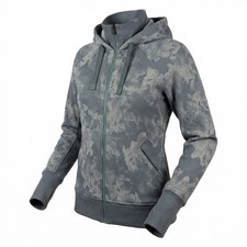 Athleta Triumph Printed Hoodie XS Blue Gray Floral Camo Ribbed Full Zip Fleece