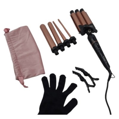 BESTOPE PRO Lockenstab Set 5-in-1   3 Keramikfässer für Große Locken & Wellen   