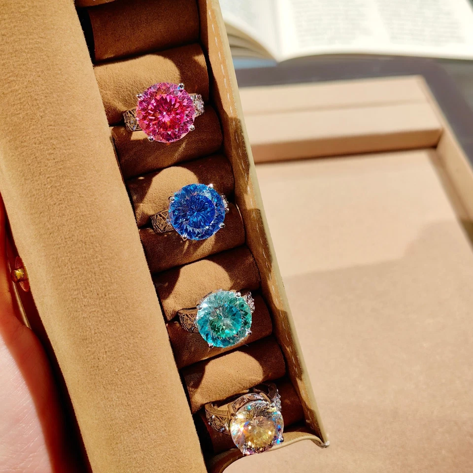 Joyería para banquete de boda Klein topacio azul gemas encanto mujer collar pendiente Foto 3 de 4