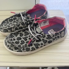 Hey Dude Wendy Wild Child Girls Size 1 Leopard Cheetah Slip On Shoes