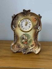 Victorian Hand Painted Decorative Mantel Clock Mercedes made in Germany working 