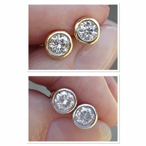 14k Yellow Gold Over Round Cut Push Back Bezel Set 1 5 Ct Diamond