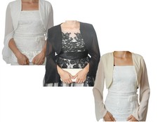 BRAUTJACKE BOLERO STOLA AUS CHIFFON UND SATIN  BREITE ÄRMEL