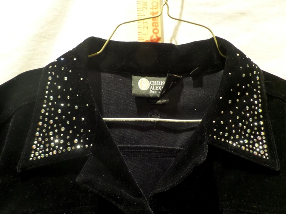 "CHRSTINE ALEXANDER" JACKET YOUTH XL BLACK VELVET/SWAROVSKI CRYSTAL BLING/NWOT - Image 2 of 4