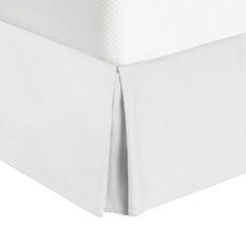 Hotel Luxury Pleated Tailored Bed Skirt - 14  Drop Dust Ruffle, Cal King - White