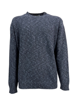 Ferrante Men's Crew Neck Blue/Celeste Melange U18101 MADE IN ITALY