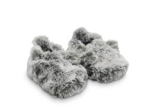 New Baby Carter's Just One Fuzzy Grey White Bear Slippers for 3-6 Month Slip On
