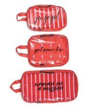 Miamica Set of 3 Cube Printed travel Cosmetic Bags - Woman Power - You Go Girl 