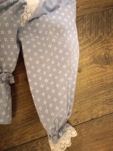 Abito bambino vintage Bryan bianco e azzurro a pois pizzo pinafore 12 mo usato in ottime condizioni - Foto 7 di 9