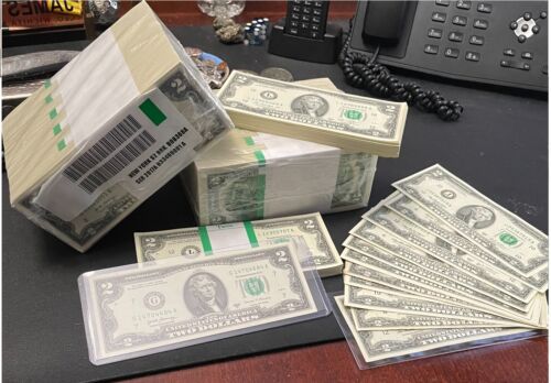 $*$ 2 $ SANGLE de 100 BILLETS $*$ (100) DEUX DOLLARS - 2 $ SÉQUENTIEL NON CIRCULÉ - NEUF - Photo 1 sur 8