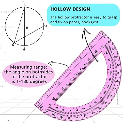 3 Pack Plastic Protractor 6 Inches Math Protractors 180 Degrees for ...