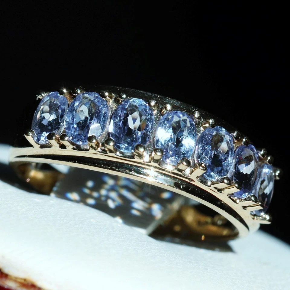 Anillo Oro Amarillo 10k 1.00ct Tanzanita Tratada Natural Talla 6 Banda 2.15gr N3511 Foto 2 de 4