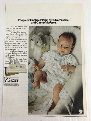 Carters Baby Layettes Vtg 1972 Print Ad - Picture 3 of 3