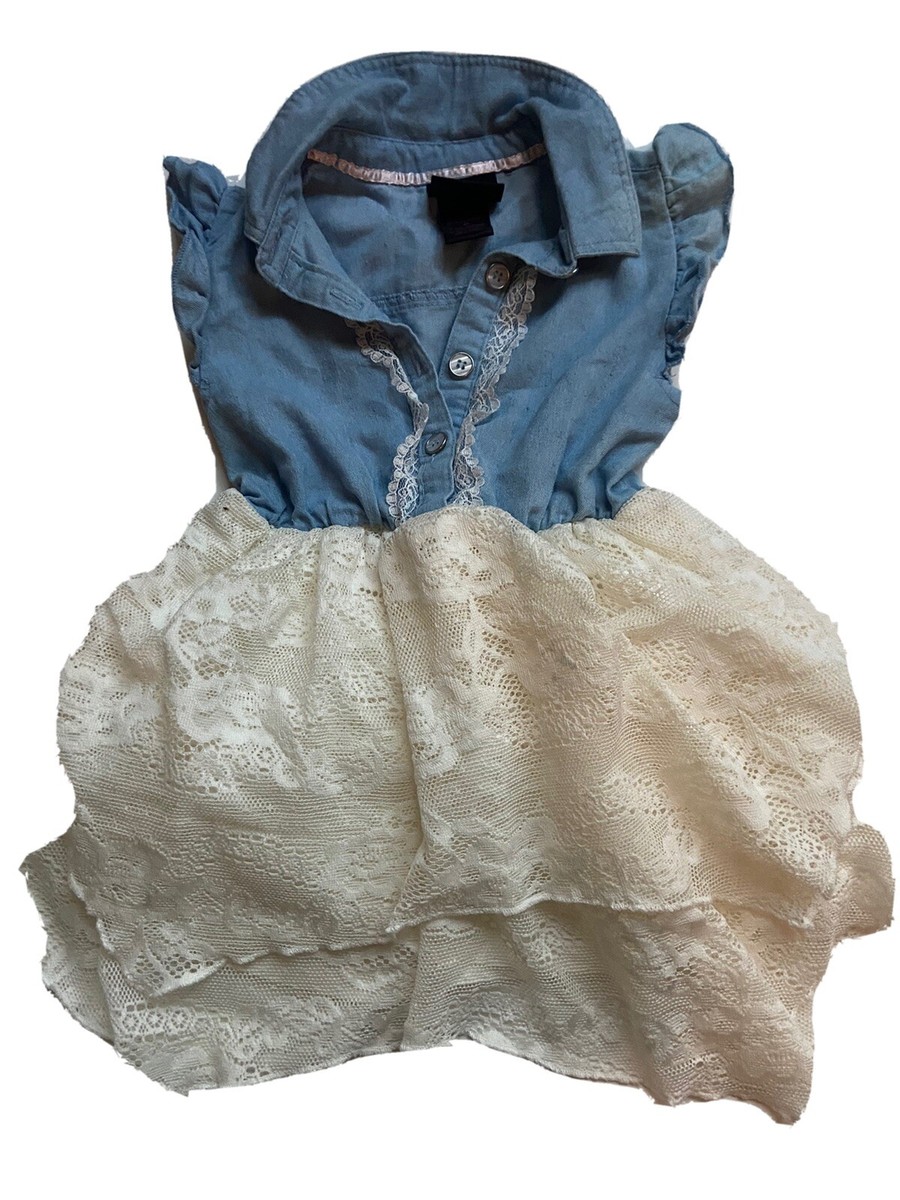 denim dress 4t Girls Denim And Lace Dress 4T
