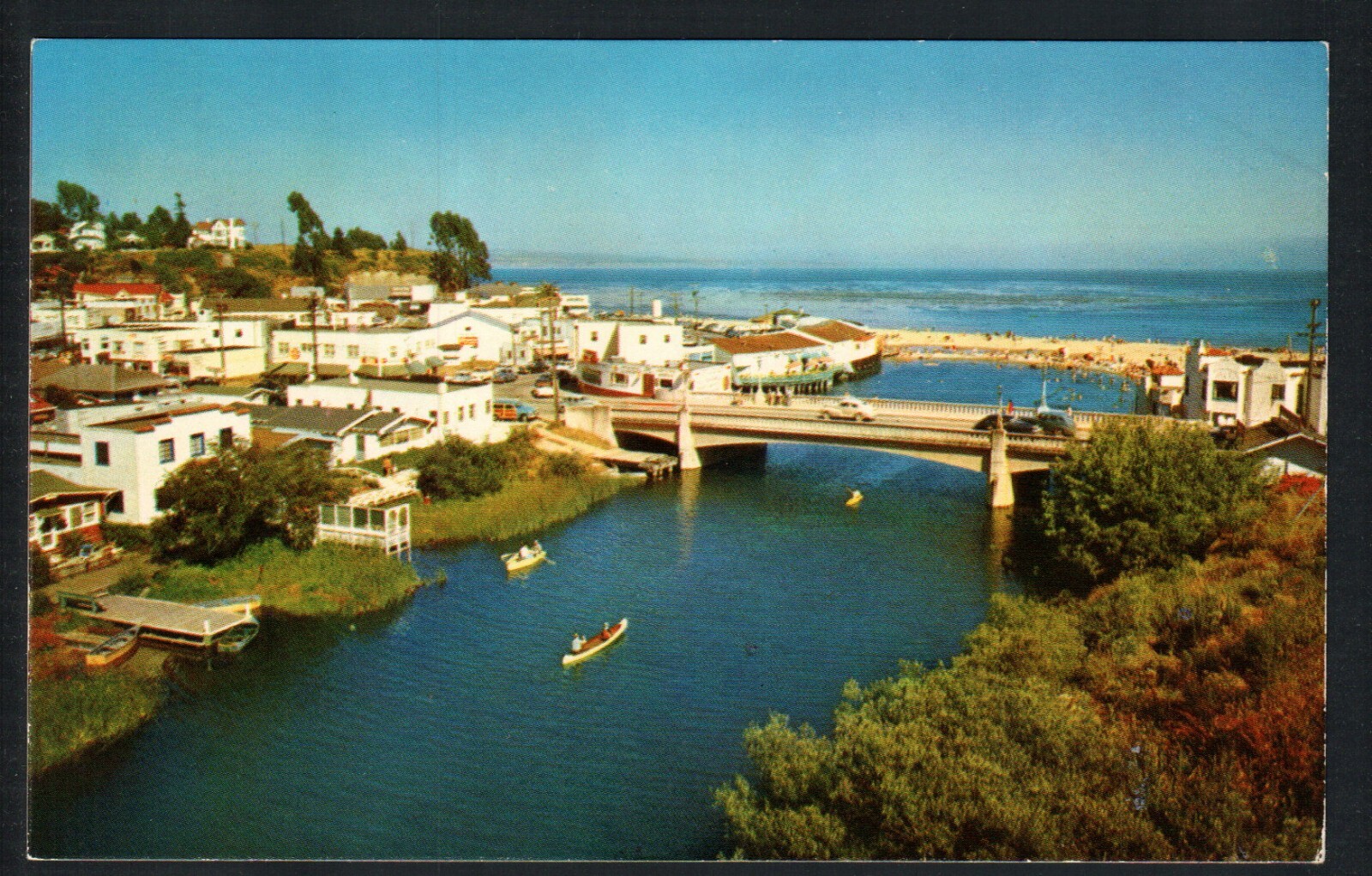 CAPITOLA, CA * BIRDS EYE VIEW of TOWN ~ SOQUEL CREEK BRIDGE * UNPOSTED ...