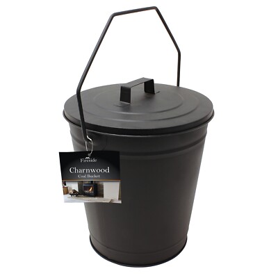 JVL Charnwood Kohleeimer Feuer Kamin Scheitholzhalter 28 x 32 cm mit Griff & Deckel