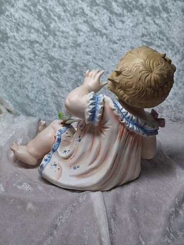"Estatuilla de muñeca grande alemana bisque piano bebé Conta Boehme con mariposa 8""" - Imagen 8 de 22