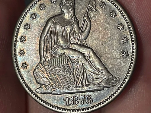 1876 S Seated Liberty Half Dollar- San Francisco, XF/AU Details, Toned