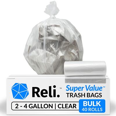 SuperValue 2-4 Gallon Trash Bags 2000 Count Bulk Small Clear 