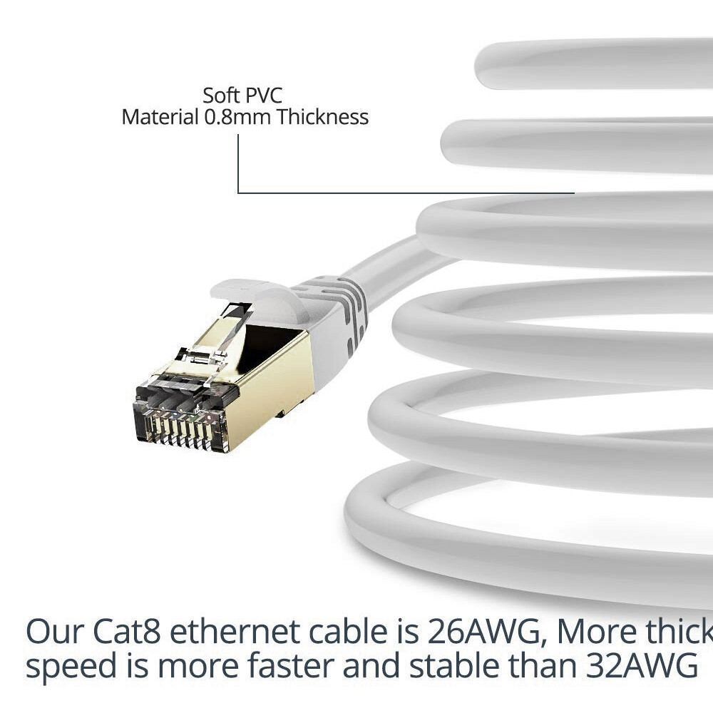 KASIMO Cavo Ethernet Cat 8 Piatto, Cavo Lan Di Rete Alta Velocità 40 - Foto 6