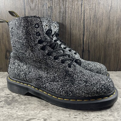 Dr Martens 1460 Pascal Black White Paint Splash 8-eyelet Boots Women s 10